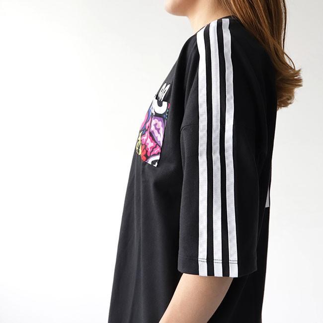 Adidas Originals X Hattie Stewart Collaboration Letter Logo Comfortable Soft Skin-Friendly Short Sleeve Dress Women Dresses Black DV2669