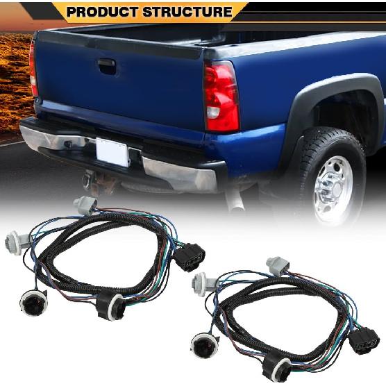Tail Light Assembly Rear Lights Harness Pair LH & RH Compatible with Chevy Silverado 1500 2500 HD 3500 Hybrid