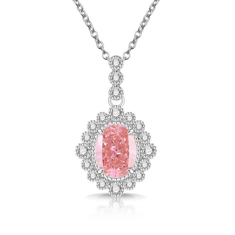 2026 Color Treasure High Carbon Diamond Ice Flower Cut Pigeon Egg Necklace Plated Real Gold Egg Shaped Pendant