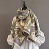 Autumn new plant flower jacquard scarf women's thickened warm multi-functional scarf with decorative shawl
