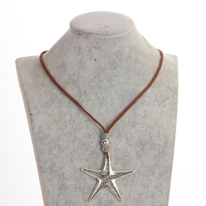 Starfish Pendant Necklace Beach Choker Jewelry Bohemian Wax Rope Chain Necklace
