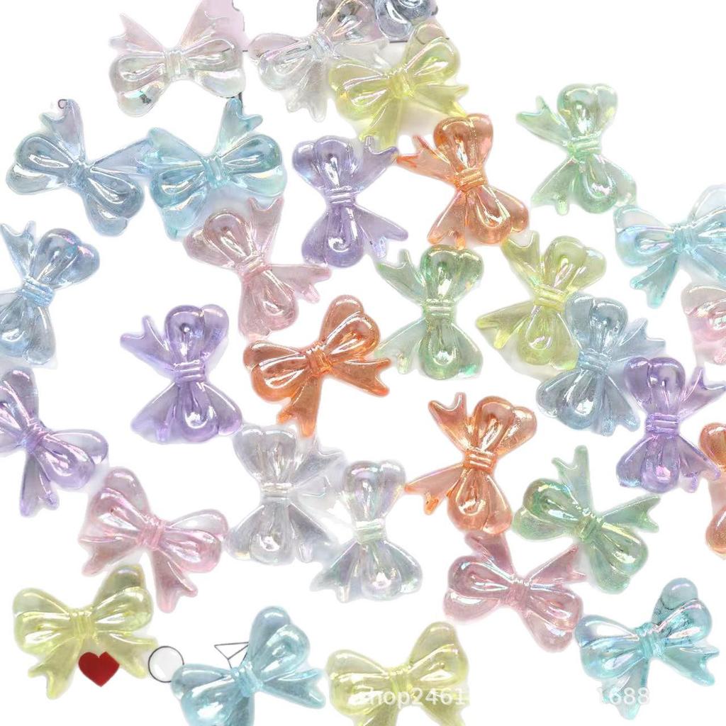 Transparent Color-Plated Mini Bow Beads for DIY Phone Chains, Jewelry, and Hair Accessories