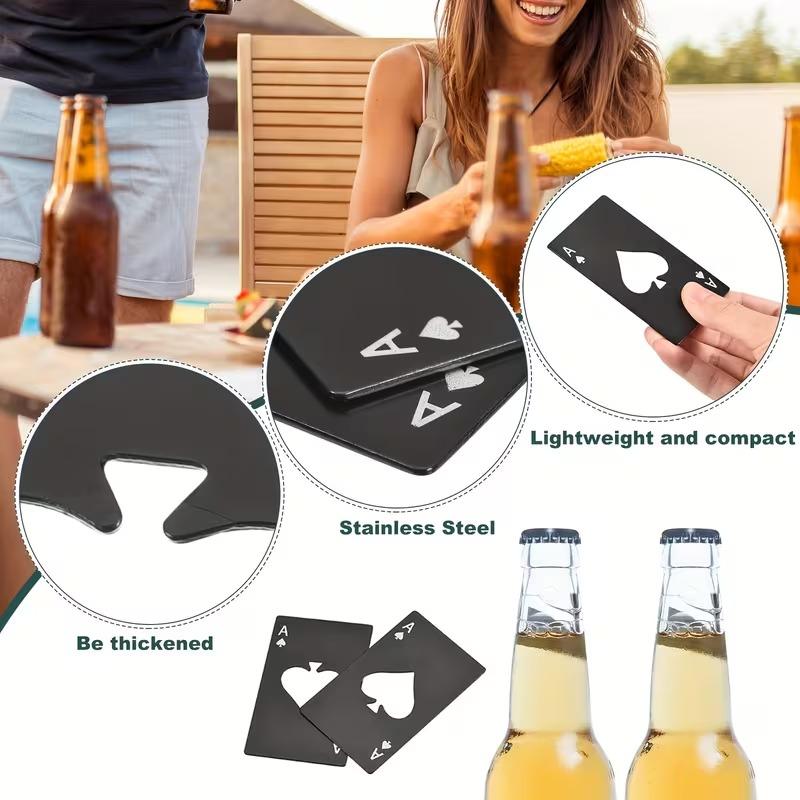 1-10PCS Stainless Steel Spades Bottle Opener Playing Card Credit Card Size Portable Beer Wine Bar Tool Accessories