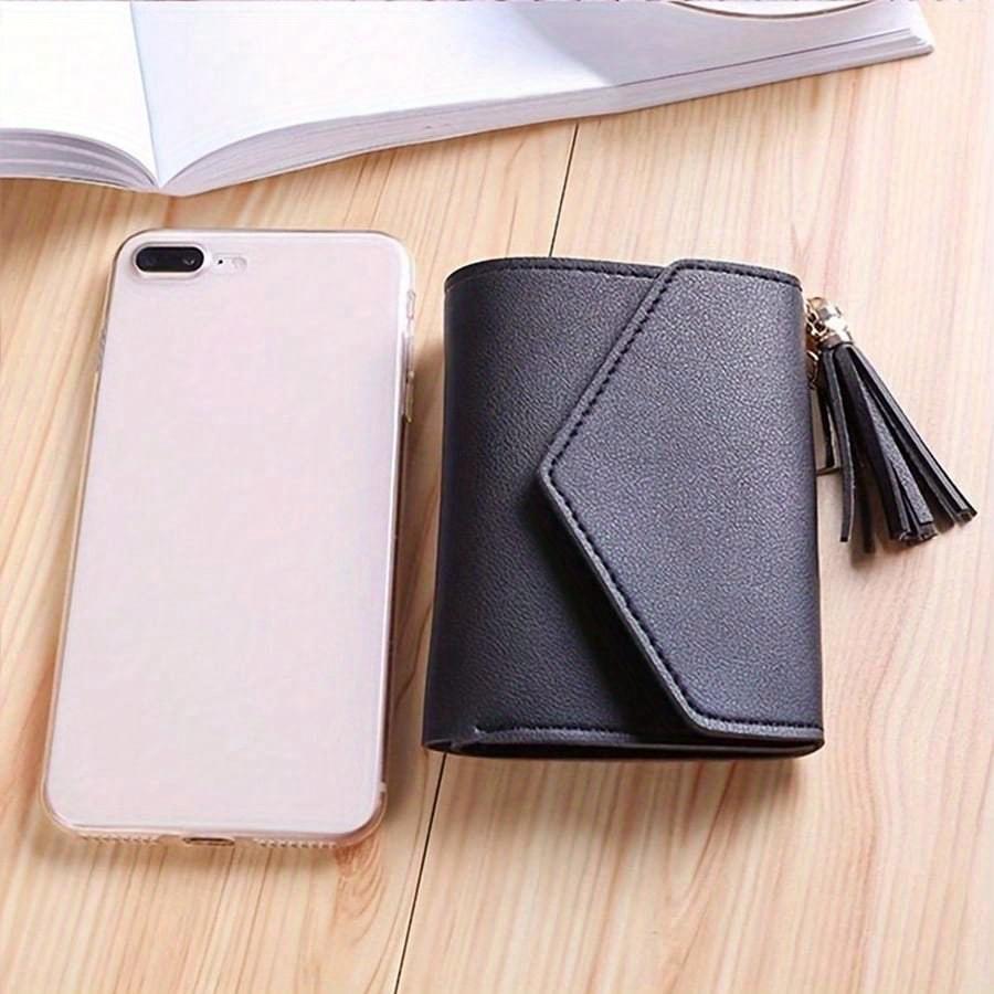 Adorable Tassel Decor Wallet Faux Leather Multi-Function Wallet Women Short Wallet Coin Card Holder Gifts Valentines For Women Wallet Purse Wallet