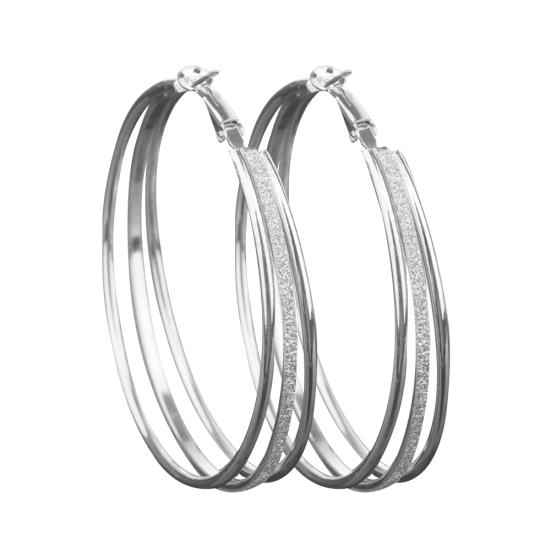 

Women Fashion Frosted Multilayer Round Circle Dangle Earrings Party Jewelry Gift серебряный