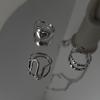 foxanry LOVE Heart Rings Vintage Sweet Simple Wavy Lines Party Jewelry Girl Accessories