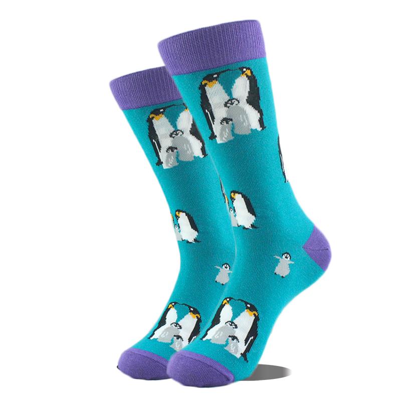 Cool Hip Hop Crew Socks Men Funny Animal Squirrel Shark Dinosaur Boxing Dog Fortune Cat Sokken Harajuku Divertidos Chaussette