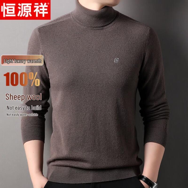 Hengyuanxiang Men s 100% Pure Wool Chunky Turtleneck Pullover Sweater 2XL
