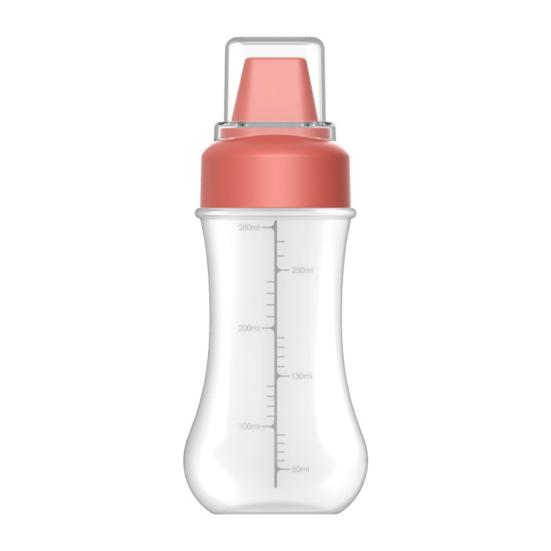 Squeeze Condiment Bottle with Measuring Markings 1/5 Nozzles Drizzle Bottle for Ketchup Salad Dressing Sauce 350ml Easy Fill Kitchen Dispenser