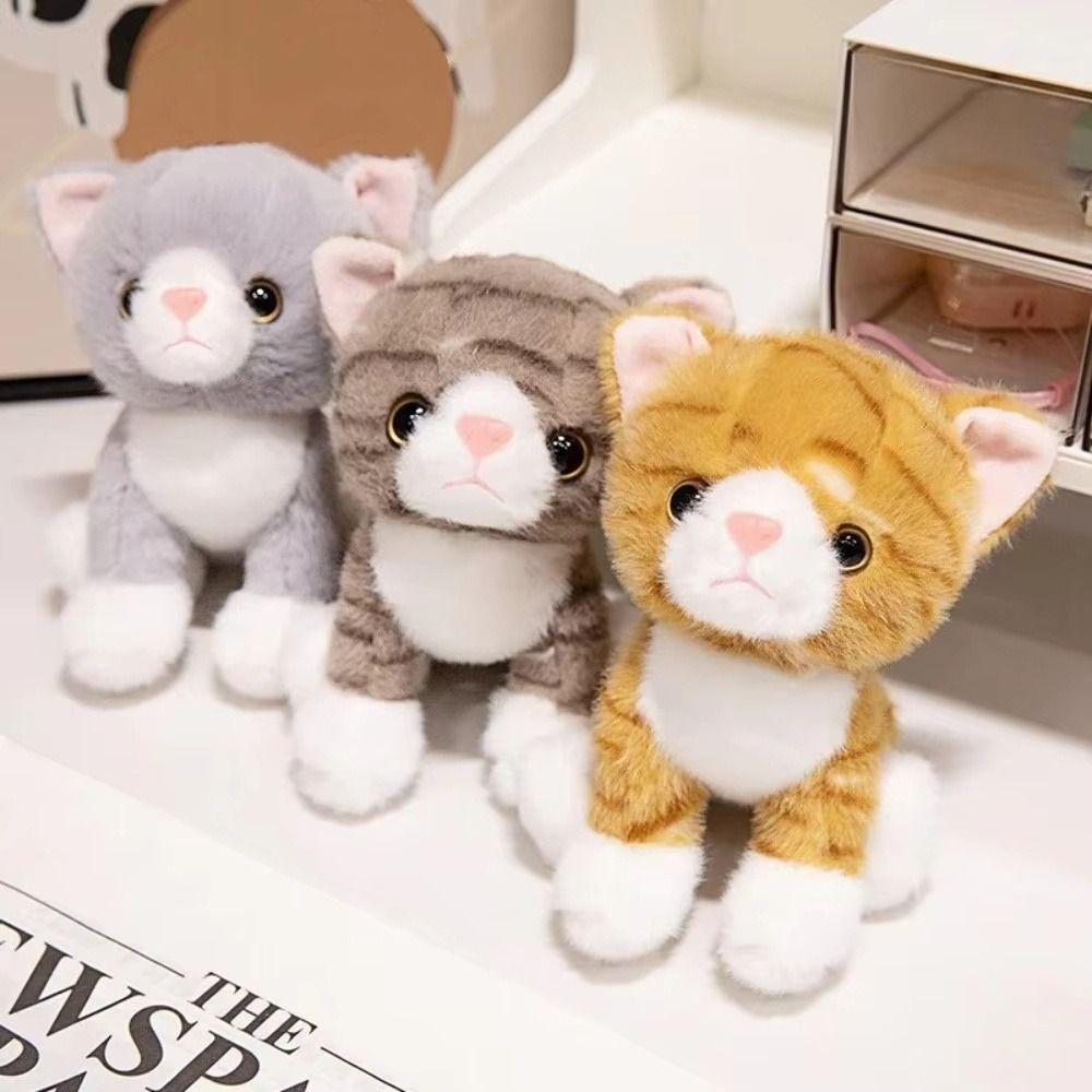 Soft Furry Kitten Plush Toy Stuffed Animal Stuffed Cat Keychain Simulated Cat Doll  Girls Gift