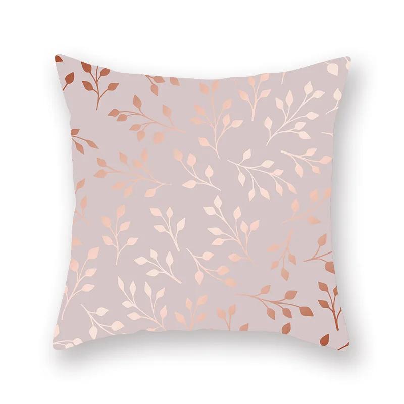 Decorative Pillow Case 45*45cm Pink Gold Geometry Polyester  Home Decoration Car Cushion Cover Sofa Throw Pillowcase Square