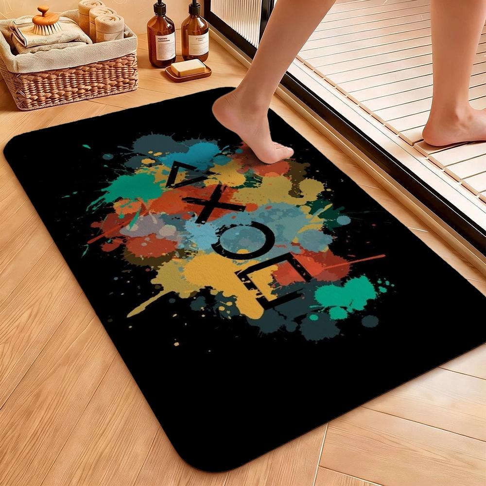 Colorful Game Controllers Patterned Rug Absorbent Nonslip Carpet For Bedroom Kitchen Bathroom Home Decor Halloween Gift