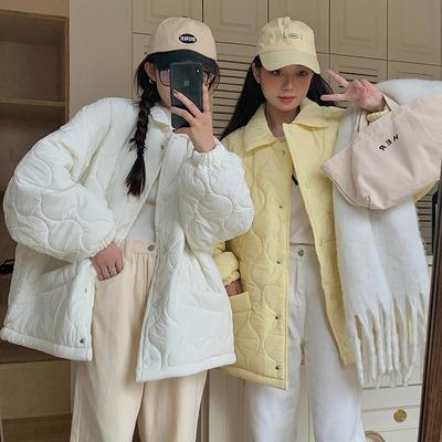 Rhombus Down Cotton Clothes Women's Autumn and Winter New College Style Jacket Loose Inner Bottom Lamb Wool Bread Clothes