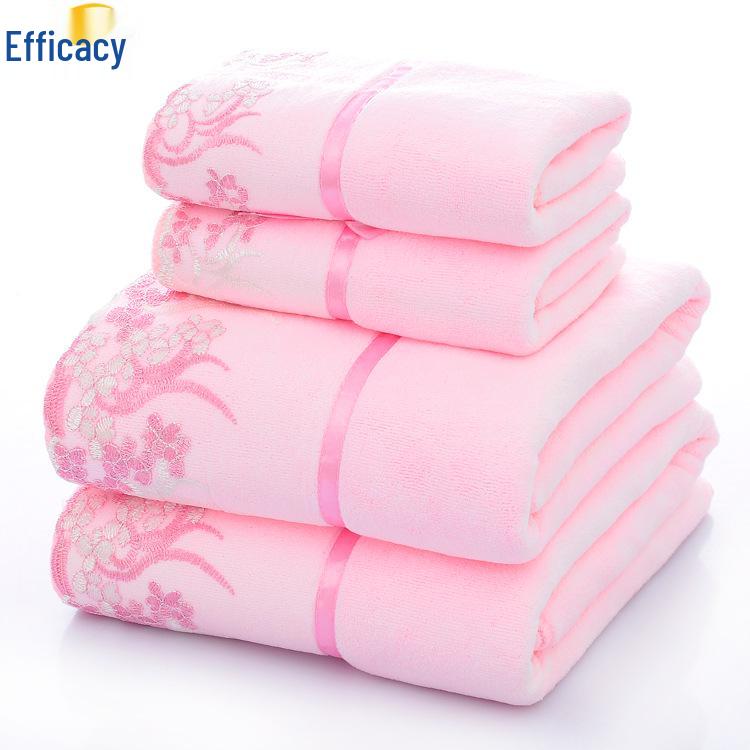 Prosoape de baie moi, absorbante din microfibră cu bordură din dantelă - Set de două piese, prietenoase cu pielea