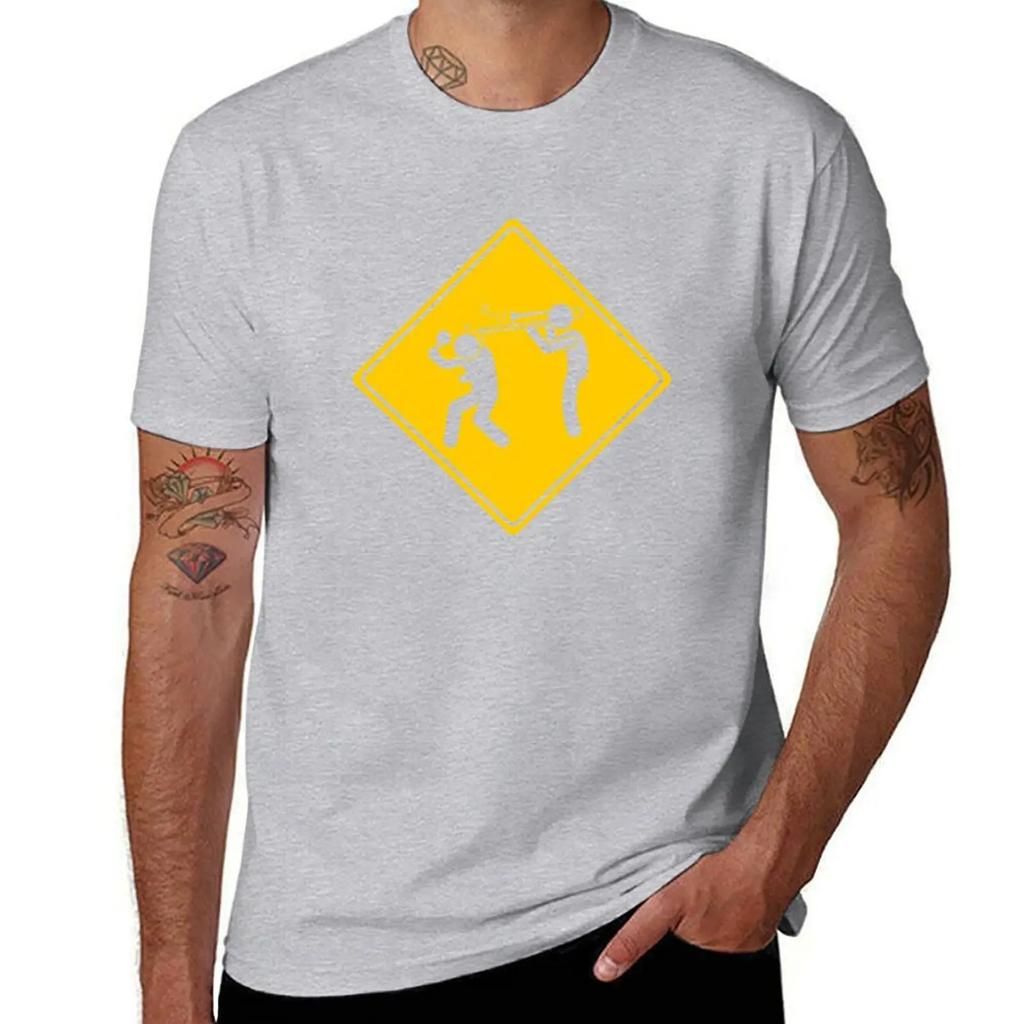 Funny Warning Sign Trombone T-Shirt korean fashion essential t shirt anime t shirts anime clothes black t-shirts for men