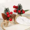 6Pcs Christmas Napkin Rings Berry Wreath Design Xmas Napkin Buckles Simulation Berries Party Table Decor Xmas Serviette Buckle
