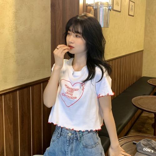 

Internet celebrity short black T-shirt women s new summer Korean version slim hot girls wear age-reducing short-sleeved top ins XXL білий