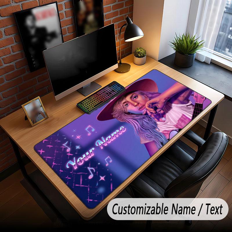 Custom Name Extended Mouse Pad,Lady Gaga Gaming Desk Mat For Home Office Desktop Decor