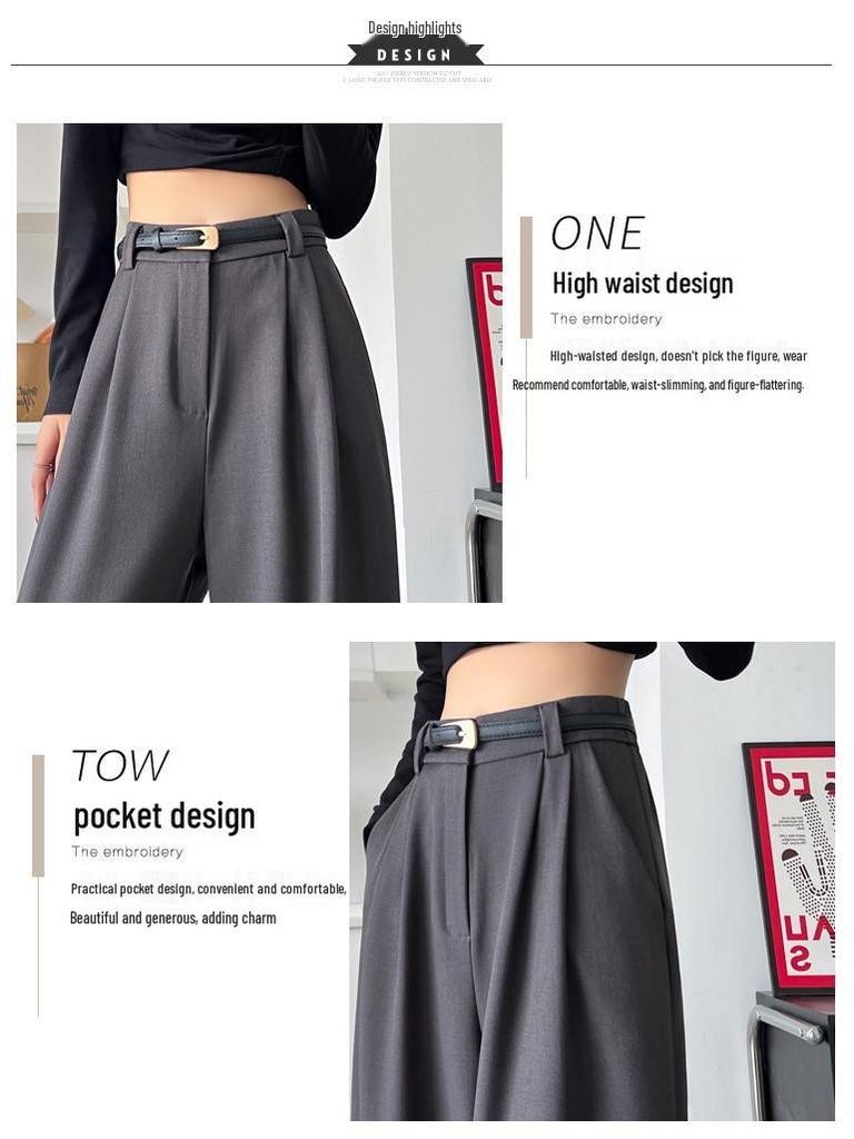 Spring 2026 Women's High Waist Wide Leg Straight Suit Pants