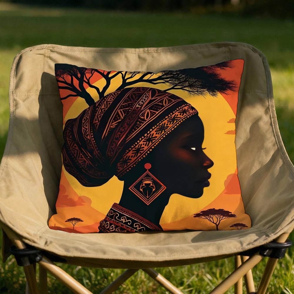 African American Woman Cushion Cover Soft Reversible  Durable Pillow Cover  MultiScene Use for Home  Car Daily Comfort