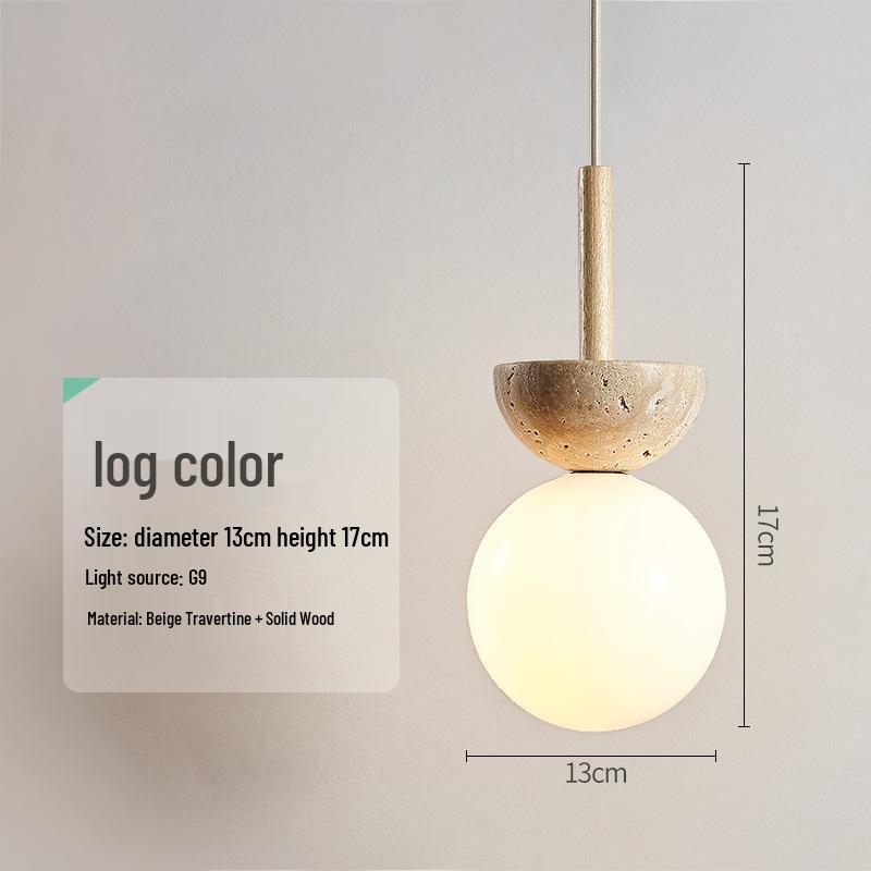 Yellow Travertine Pendant Light - Retro Cream Wabi-sabi Style for B&B, Restaurant, Bedroom, or Bedside.