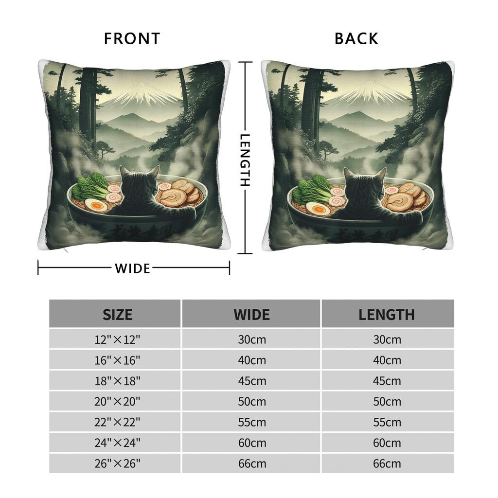 Cat Ramen Japanese Graphic Pillow Case Graphic Pillow Cover For Wedding Party Home Decor Morden Cushion Cover