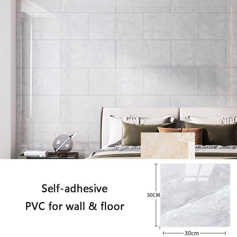 10pcs Wall Sticker PVC Imitation Ceramic Tile Wallpaper Waterproof Kitchen Bathroom Imitation Marble Renovation Background Decor