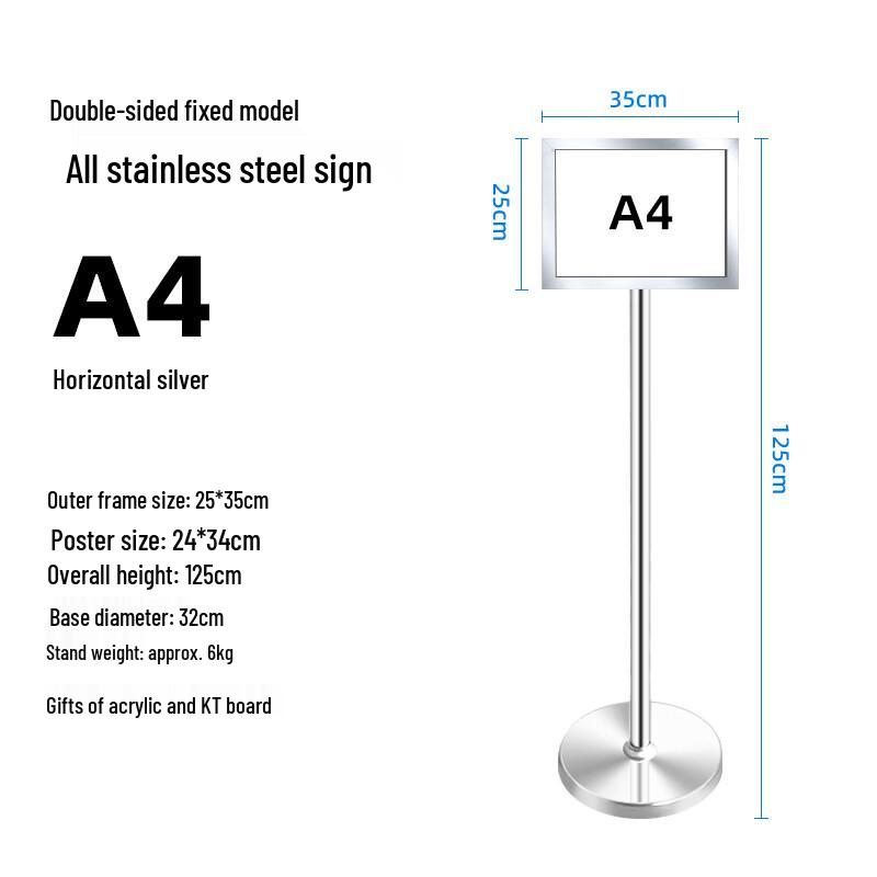 OUSHUOMAI Stainless Steel A4 Double-Sided Display Stand
