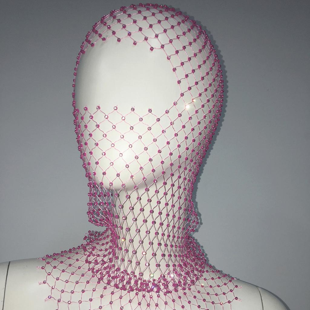 Fashion Bling Rhinestone Face Mask Full Coverage Sun Protection Stylish Face Shield Headgear