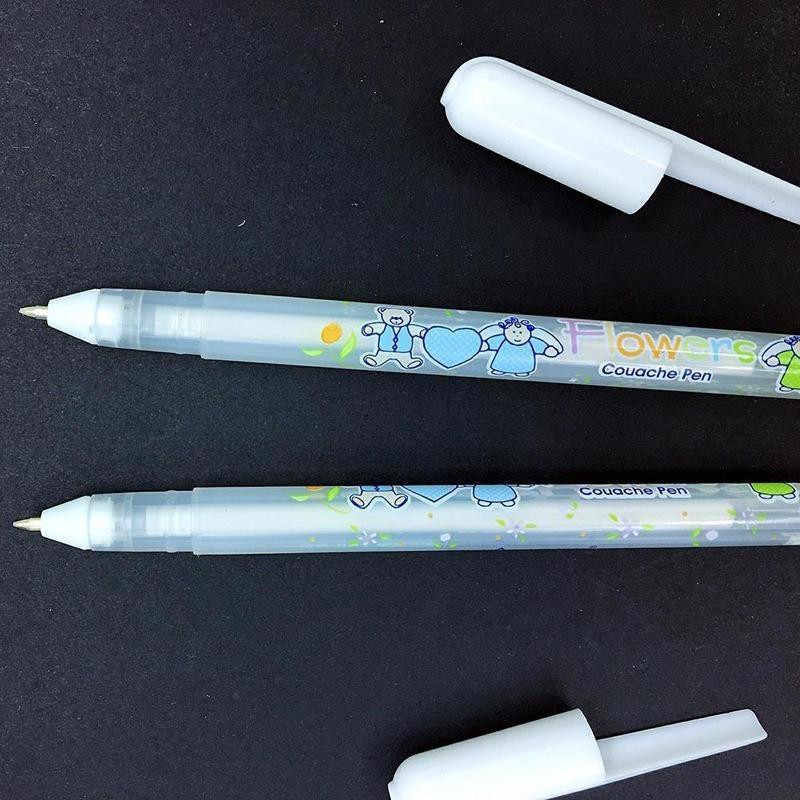 2PCS Color Photo Album 0.8 MM Gel Pen Cute White Ink Pen Unisex Pen Gift for Kids Office Stationery