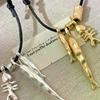 Fashion Autumn Winter New Metallic Fish Bone Pendant Necklaces For Women Long Adjustable Wax Rope Sweater Chain Chain