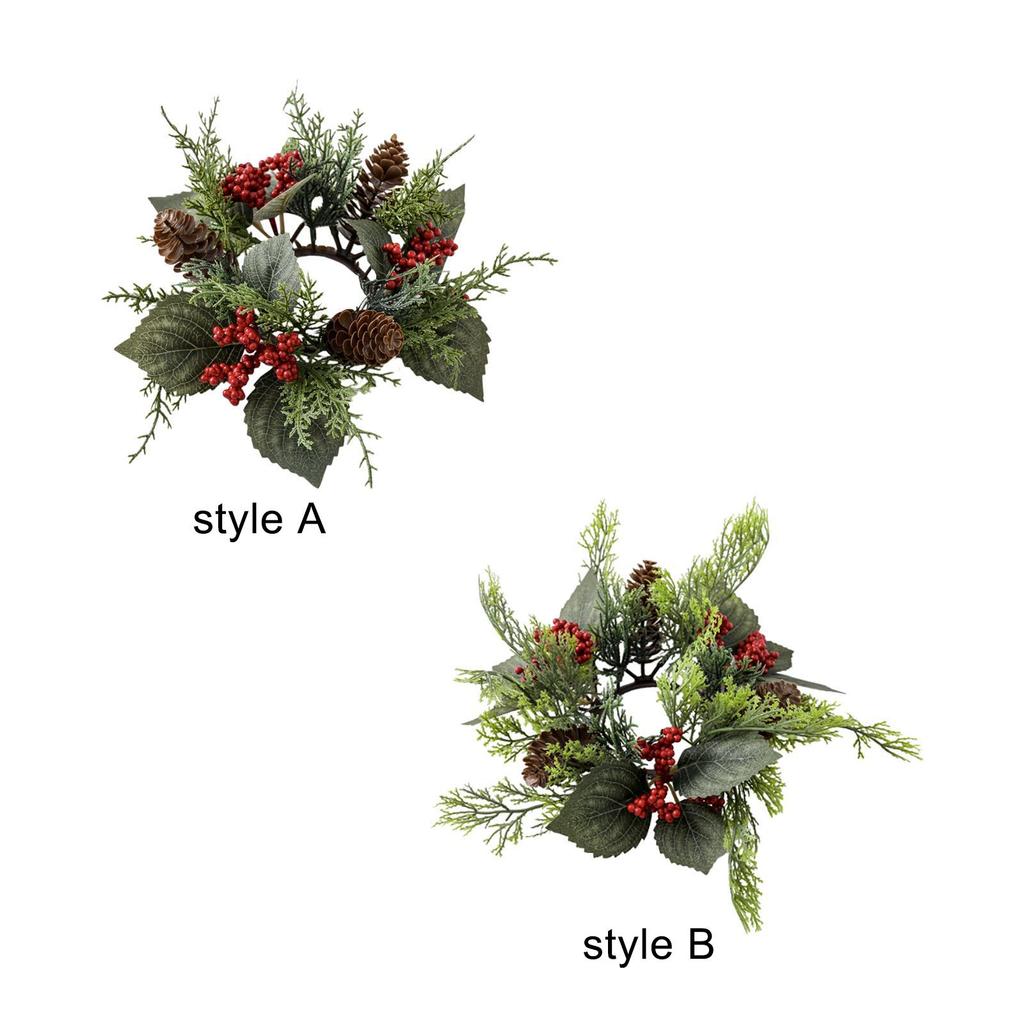 Candle Ring Artificial Wreath Pillar Candle Holder Flower Arrangement Greenery Wreath for Halloween Room Christmas