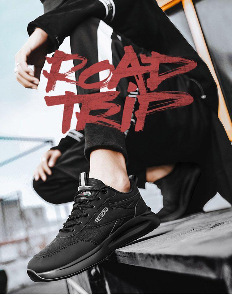 Men's Waterproof Non-slip Leather Work Shoes - Wear-resistant, Casual Fashion Sneakers for Autumn Construction.