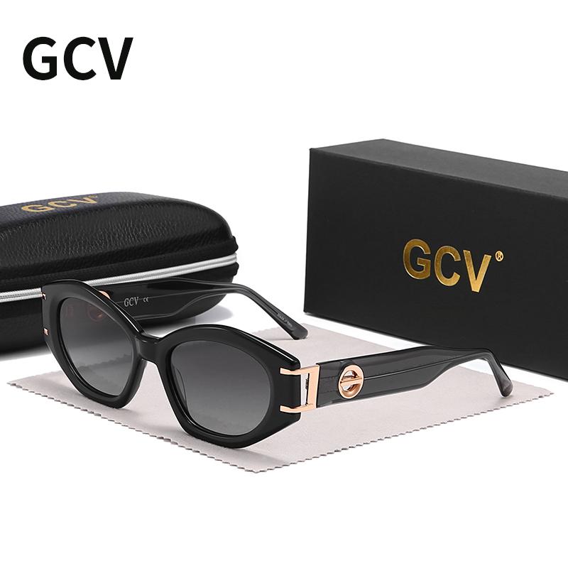 GCV Brand Fashion Avant-garde Acetate Appearance Patent Design Women's GM Cat Eye Sunglasses Polarized Light And UV Protection