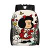 Cartoon Girl and Puppy Gardening Backpack for Men Women Cool High School Hiking Travel Daypack Mafaldas College Canvas Bags Gift
