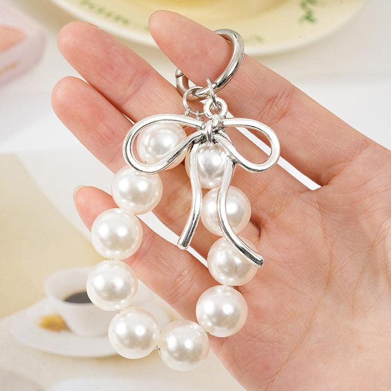 Metallschleife Perle Schlüsselanhänger Handyanhänger Taschenanhänger Handyband Zubehör Für Frauen Mädchen Süße Dekoration Geschenke