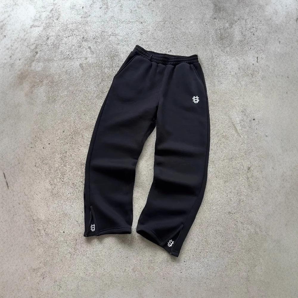 WATTS Y2K Mode Joggingbroek Los Borduurwerk Gelabeld Open Pijp Wijde Pijpen Broek Trendy Zak Koppel Rechte Broek Heren Hoodie XL zwart