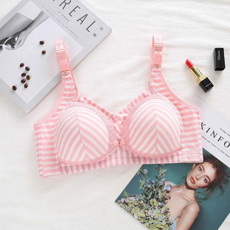 

Хлопковый бюстгальтер для беременных большого размера с пряжкой спереди для мамы и без стального кольца 75B розовый