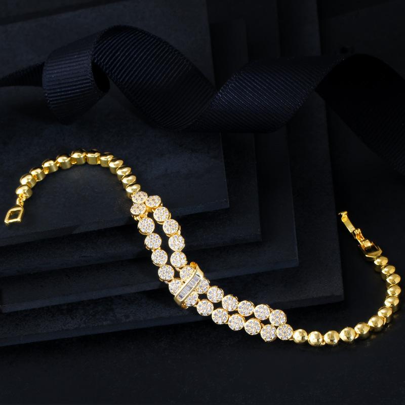 S0177 Super Sparkle Micro Zircon Bracelet, Exquisite Women'S Hand Jewelry 18K Gold Plating