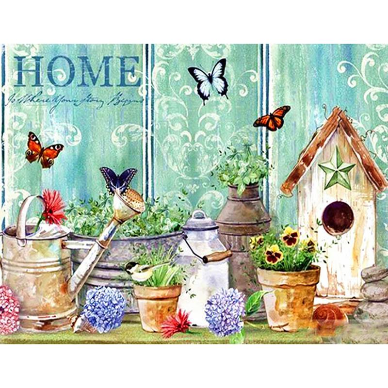 5D Full Round Drill Round Diamond Painting House Diamond Mosaic Kits Handmade Hobby Rhinestones Art Landscape Wall Decoration