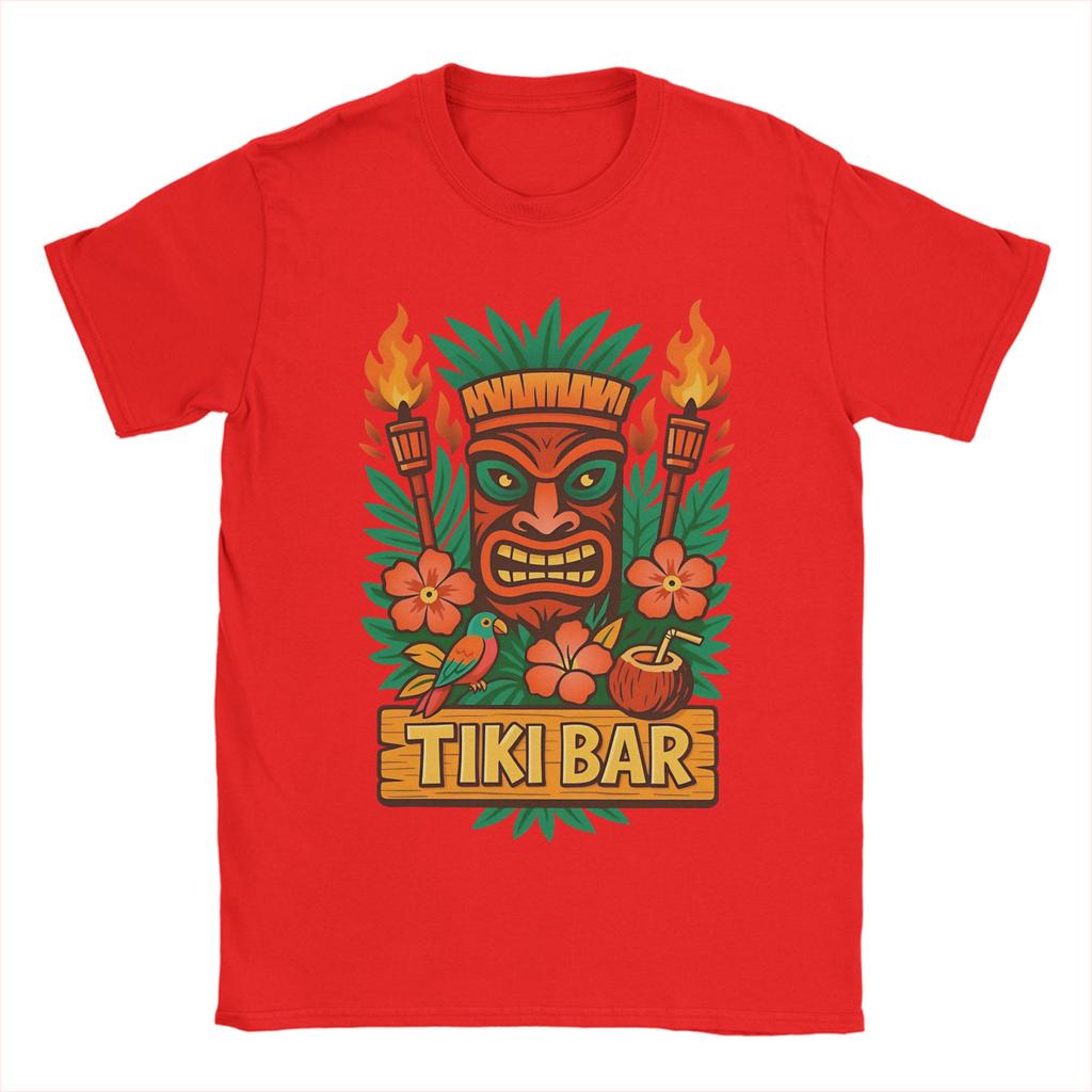 Retro Tiki Mask Tropical Fire Vibes Unisexs T Shirt  Creative Tees Short Sleeve Crewneck TShirts Cotton Printed Clothing