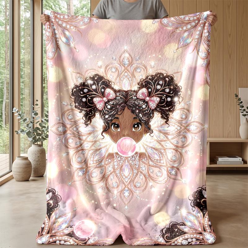 Magical Princess Sparkle Theme blanket Lightweight Warm Flannel Blanket Decorative Throw Blanket for Home Decoration