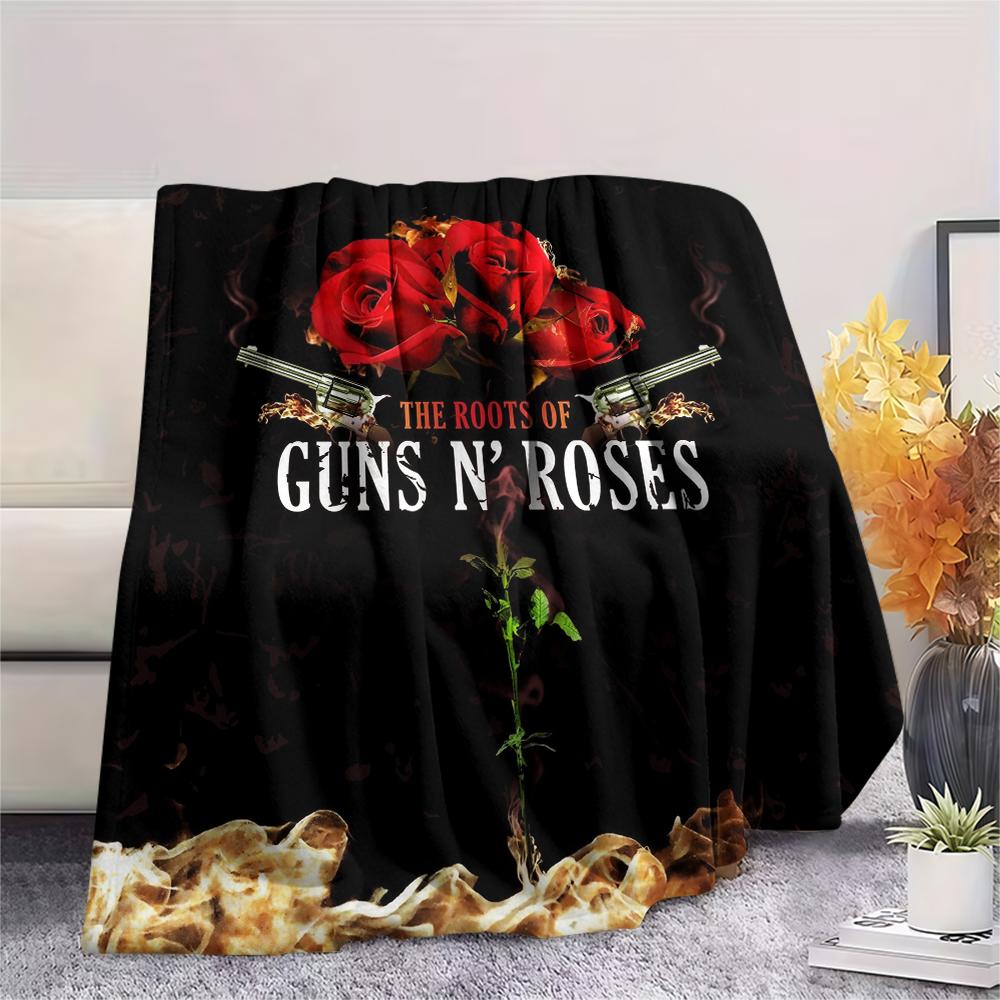 Guns N' Roses,pattern Flannel Blanket, High quality Comfortable for All Seasons, Home Decor, Warmth and Comfort, Perfect for Gifts.