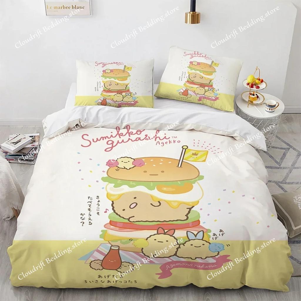 Japanese Cartoon Sumikko Gurashi Anime Bedding Set Kawaii Cute Sumikkogurashis Duvet Cover Quilt Cover Pillowcase Queen King