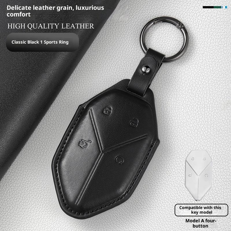 Genuine Leather Car Key Case Cover Key Bag For BYD DM-I Formula Leopard 5 8 2024 2023 Protect Set Car Accessories