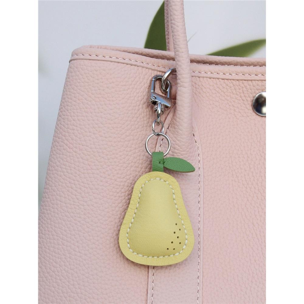 Handgefertigter Anhänger aus echtem Leder in Birnenform, Niedlicher Taschenanhänger, Exquisiter handgefertigter Schlüsselanhänger