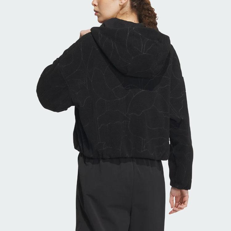 Adidas City Escape Jacket Printed Sports Casual Hooded Fleece Coat Women Jackets Black IP7049