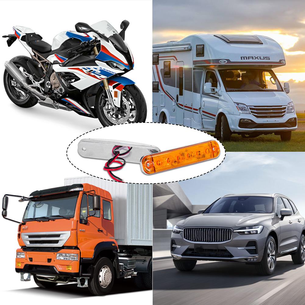 12V- 80V 6LED Trailer Side Clearance Marker Lamp Warning Lens Flashing Lights Truck Side Marker Lamp Marker