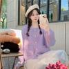Cardigan Sweater Spring and Autumn Loose Round Neck Sweater Coat Top Women Soft Glutinous Sweet Single Breasted Knitted Cardigan