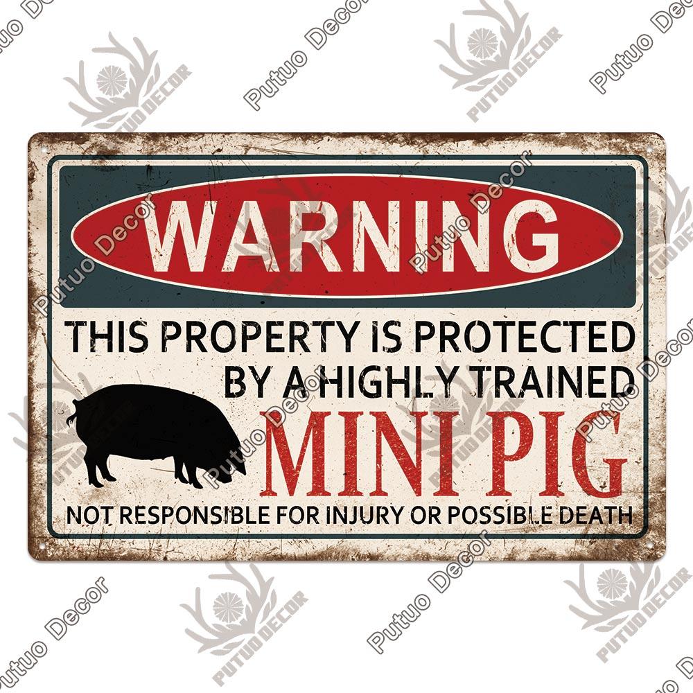 

Putuo Decor Warning Tin Sign Vintage Metal Sign Pig Caution Plate Warning Decorative for Zoo Piggy Farm House Wall Decor 20x30cm（7.8x11.8inch）
